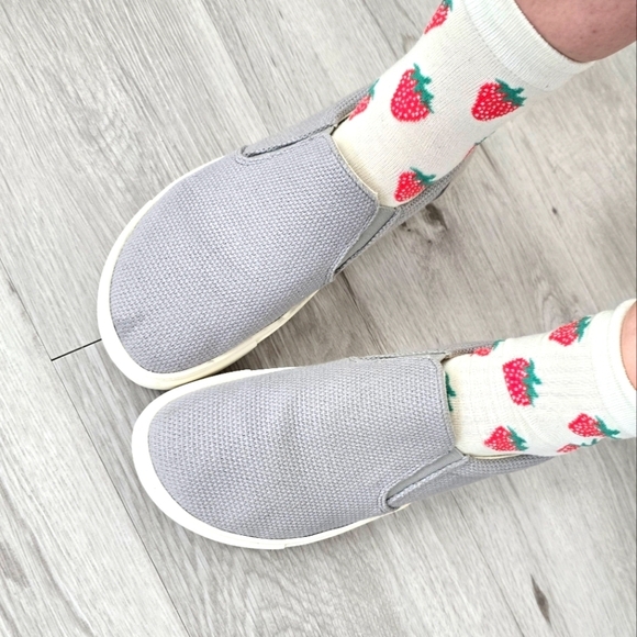 Birkenstock | Oswego gray canvas casual low-top slip-on sneakers | WMS 9 - Picture 1 of 13